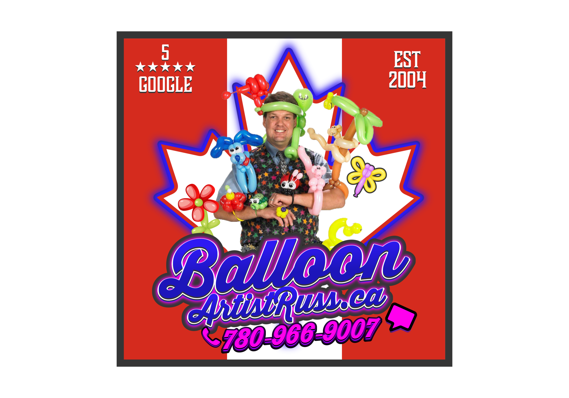 BalloonArtistRuss.ca Logo Square PNG Edmonton Balloon Artist